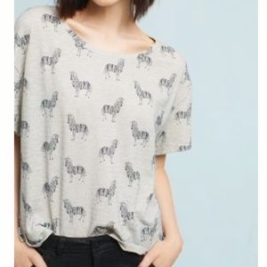 Anthropologie Zebra Printed Crew Neck Tee